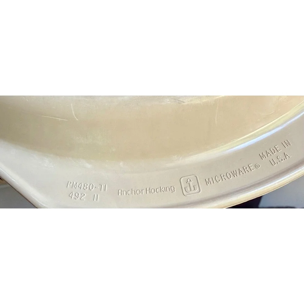Anchor Hocking Microware Round Baking Dish 11in Beige Good PM480-T1 USA